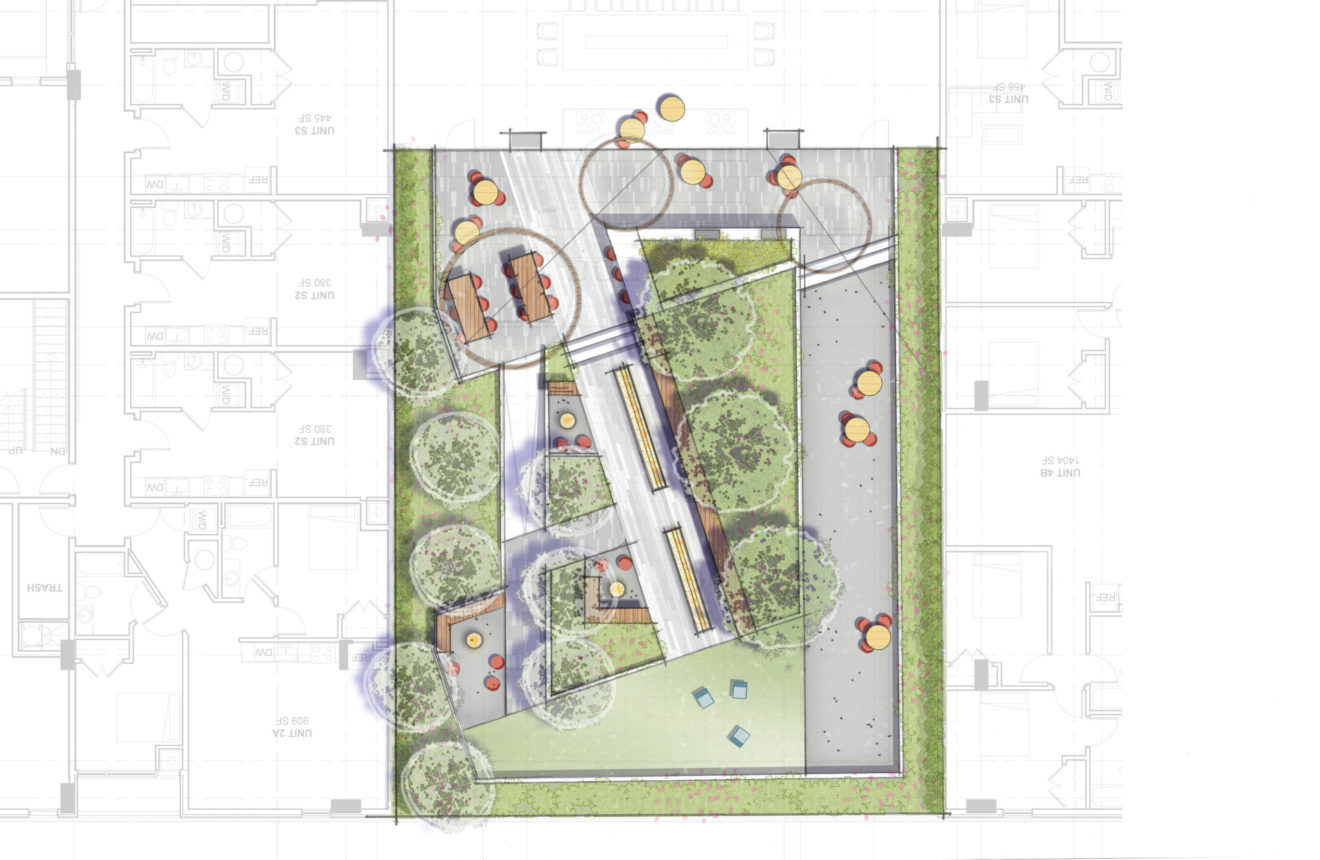 Conceptual site plan of 2nd floor amenity space