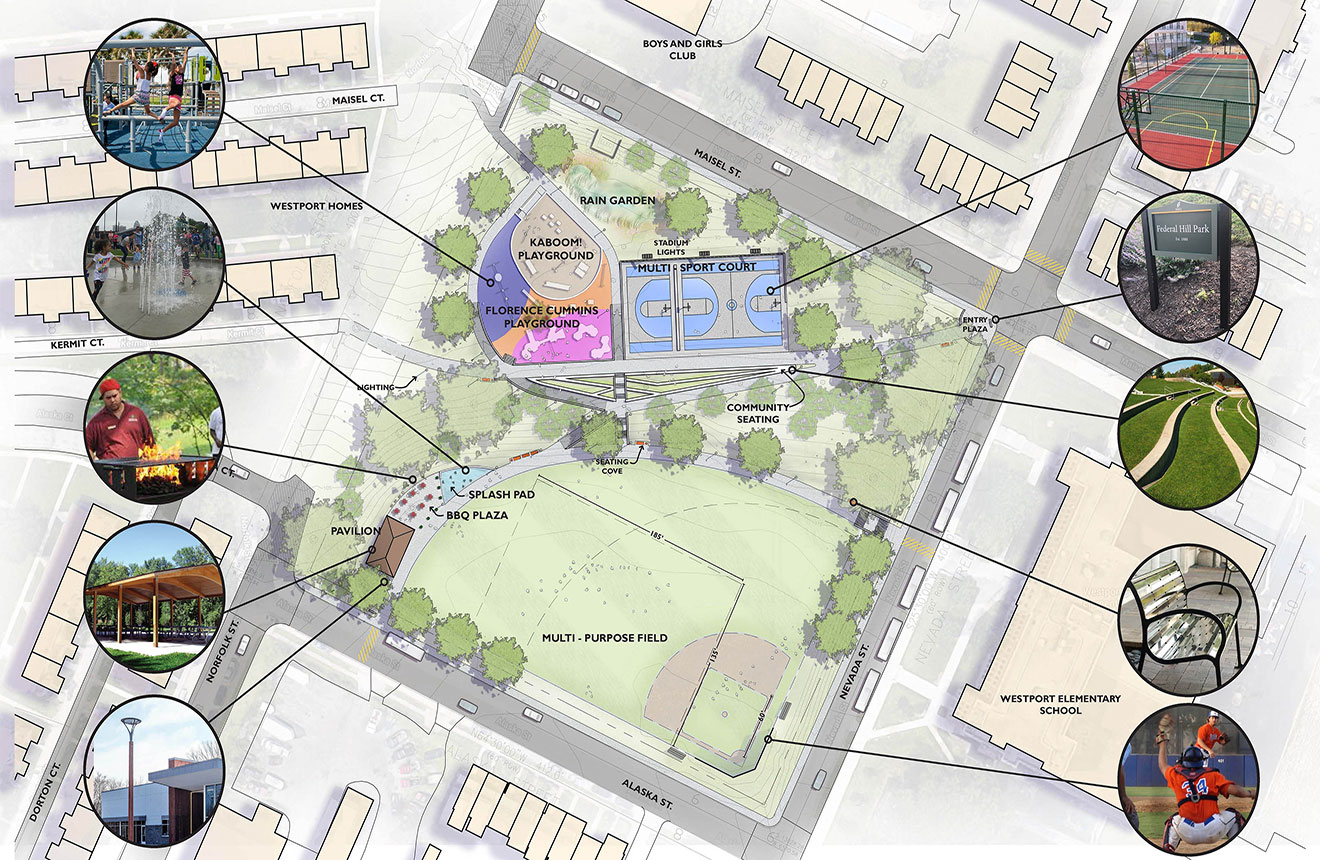 Rendering of Florence Cummins Park master plan