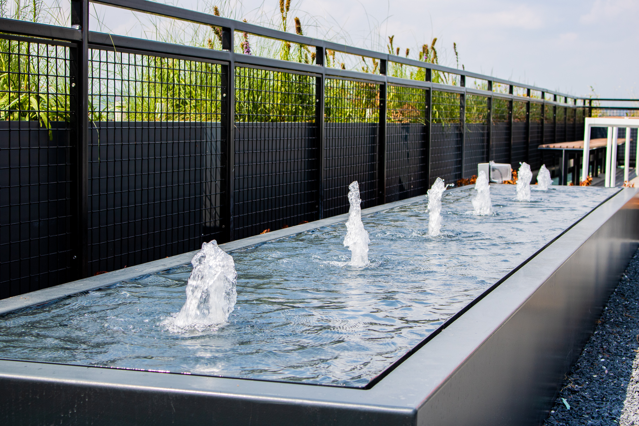 Water feature at the 12th floor amenity space