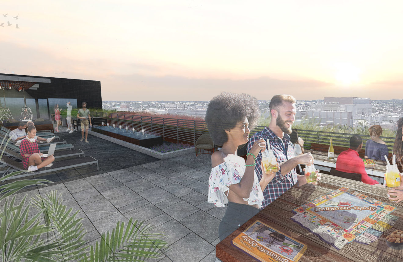 Illustrative perspective of the 12th floor amenity space