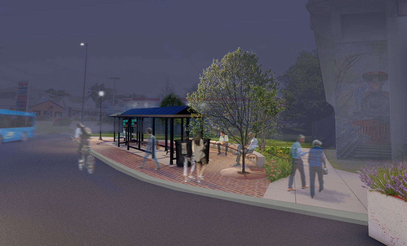 Night Rendering of the Bus Station at the Aberdeen MARC Train Hub