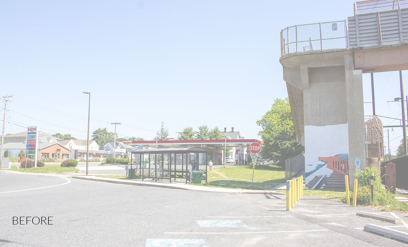 Before Construction Photo of the Exisitng Bus Shelter at the Aberdeen MARC station