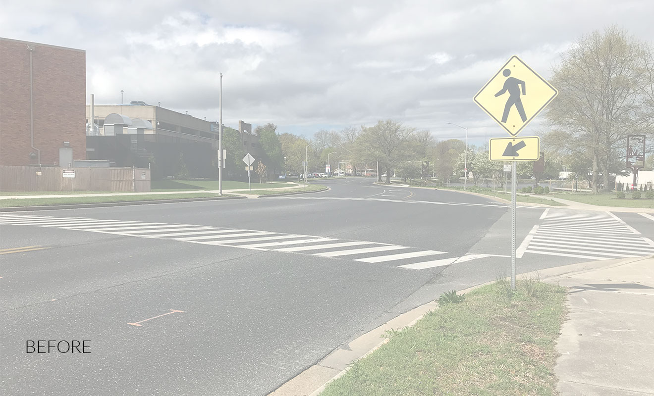 Before Photo of Carroll Street with hard to cross intersection