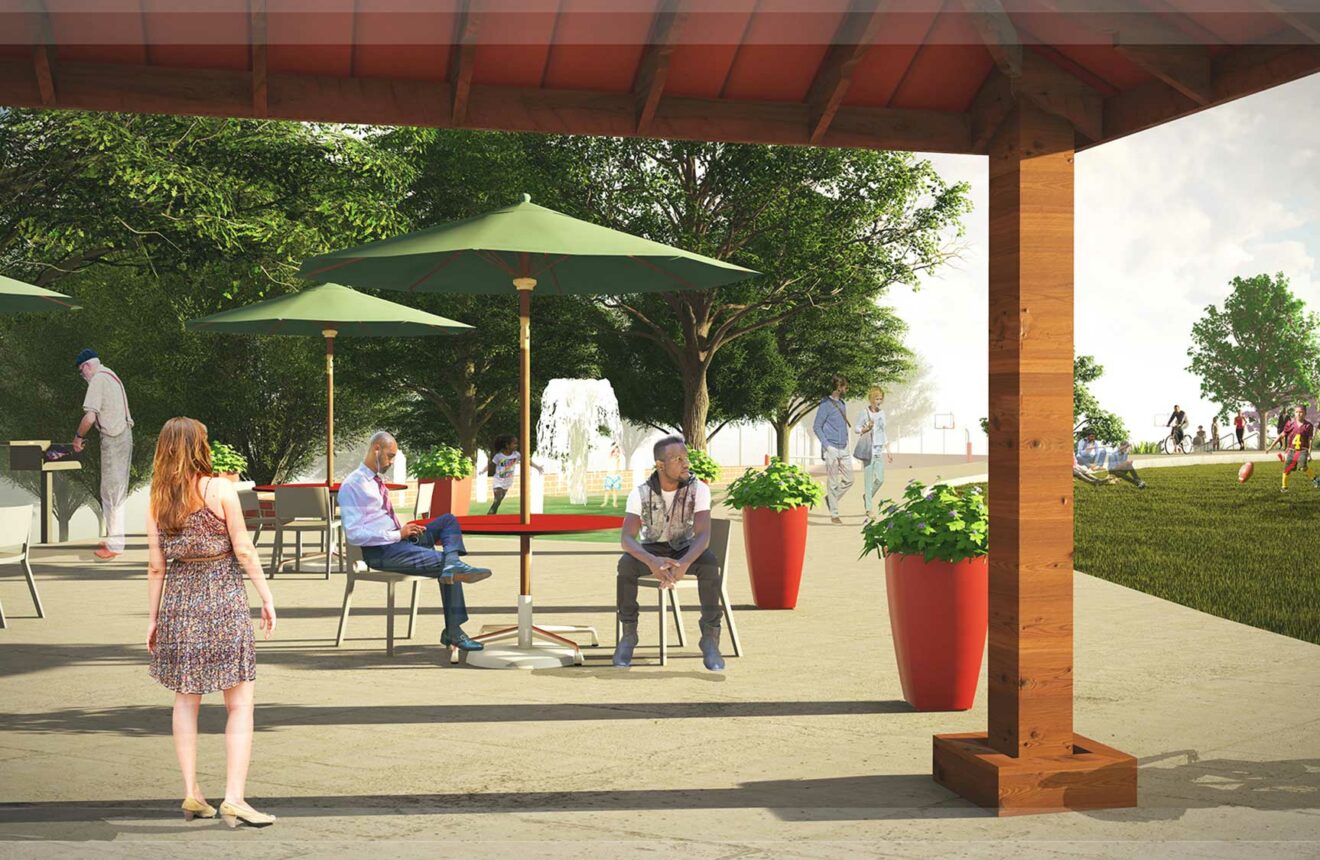 Rendering of proposed pavilion at Westport Park